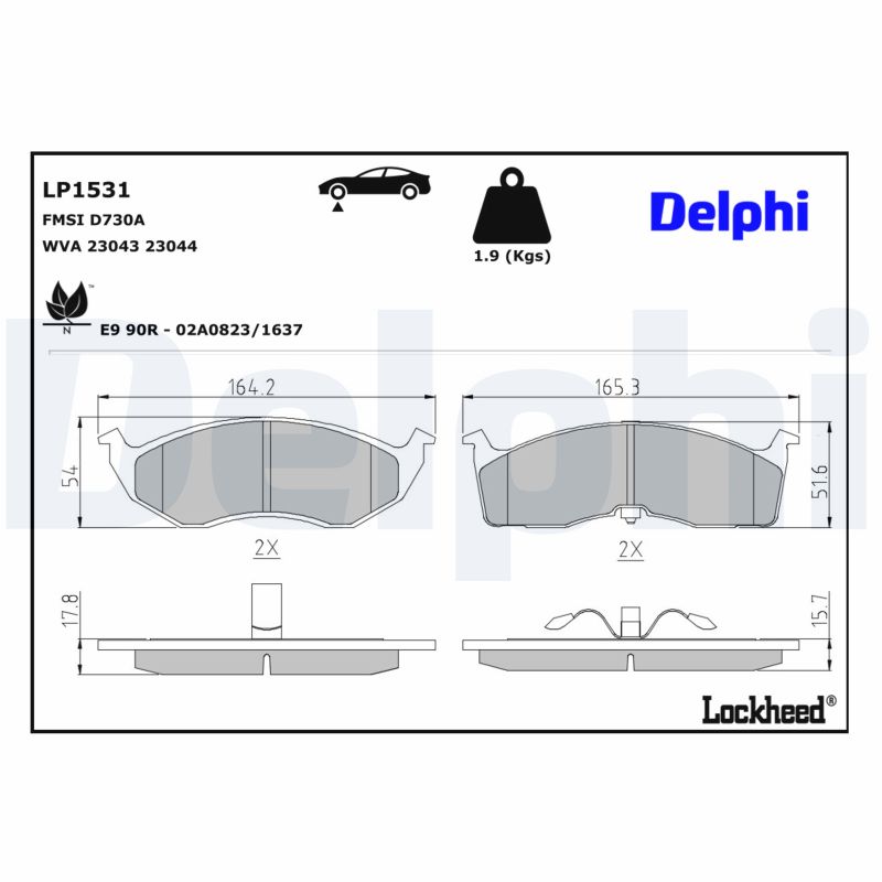 DELPHI Bremseklodser lp1531 for CHRYSLER DODGE