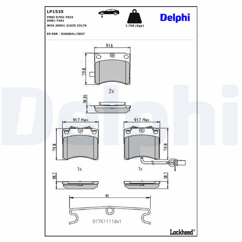 DELPHI Bremseklodser lp1535 for VW