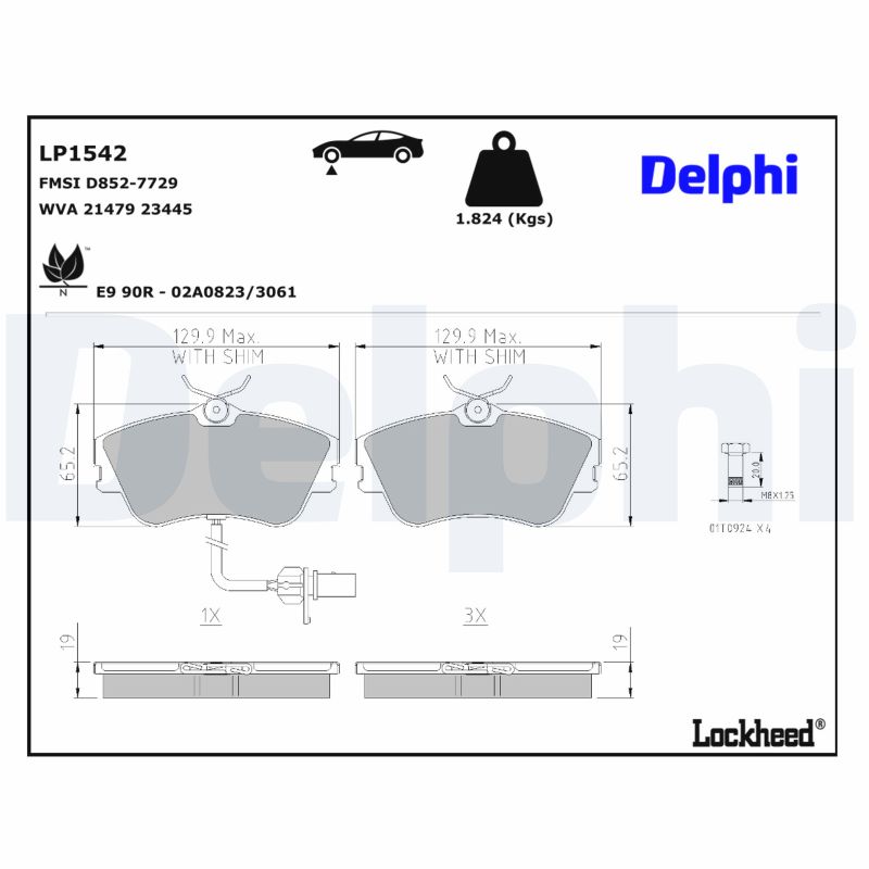 DELPHI Bremseklodser lp1542 for VW