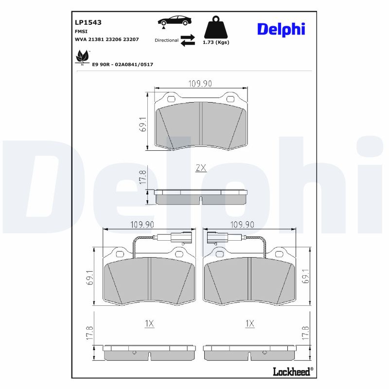 DELPHI Bremseklodser lp1543 for FIAT