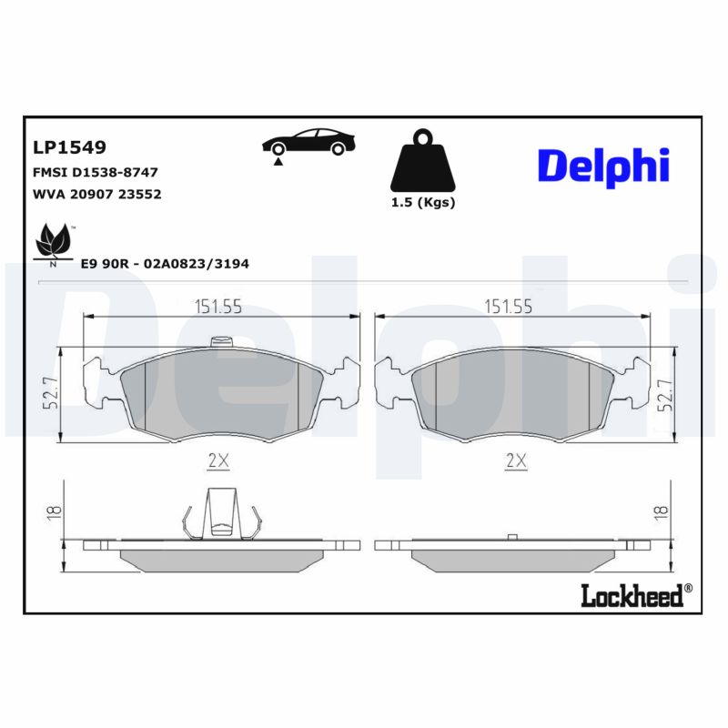 DELPHI Bremseklodser lp1549 for FIAT