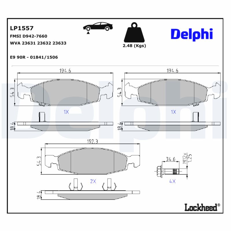 DELPHI Bremseklodser lp1557 for JEEP