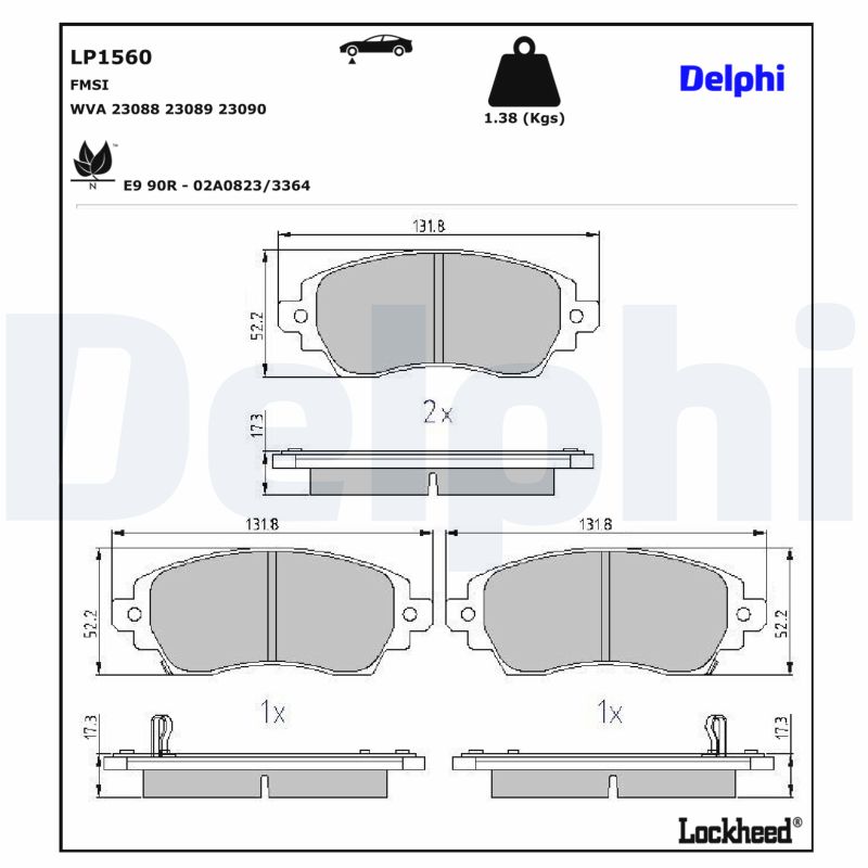 DELPHI Bremseklodser lp1560 for TOYOTA