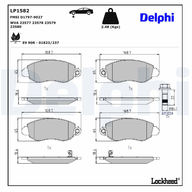 DELPHI Bremseklodser lp1582 for FORD