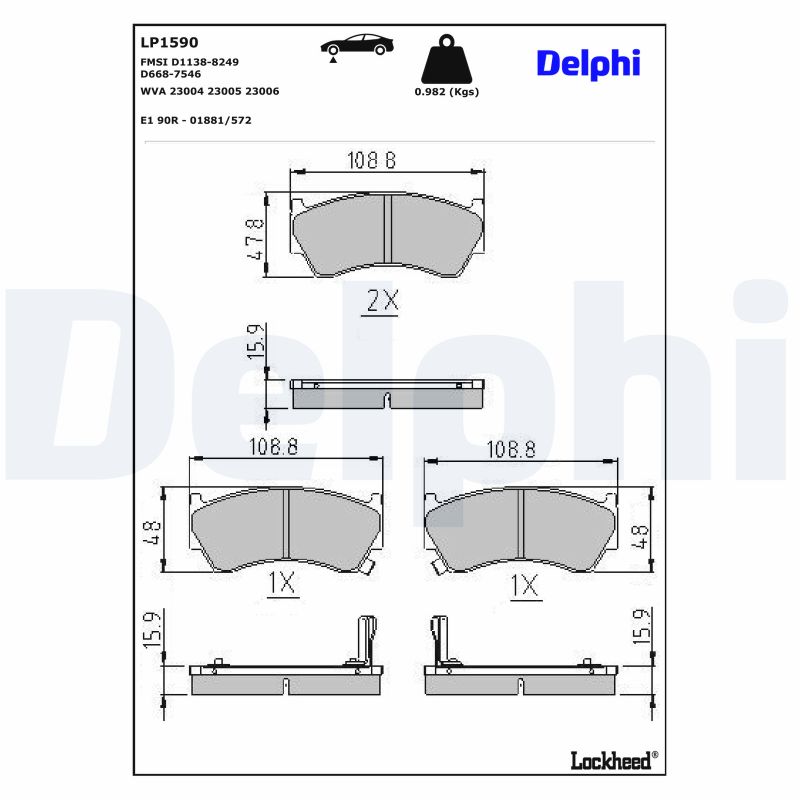 DELPHI Bremseklodser lp1590 for NISSAN