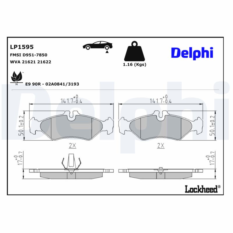 DELPHI Bremseklodser lp1595 for MERCEDES-BENZ VW