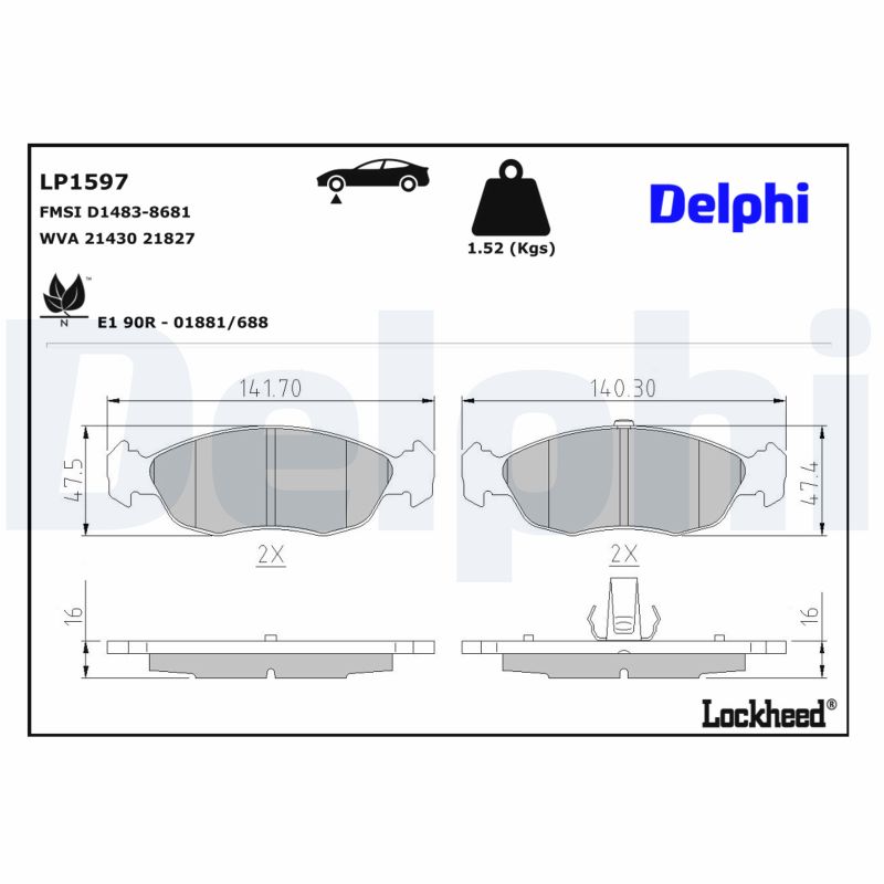 DELPHI Bremseklodser lp1597 for CITROËN PEUGEOT