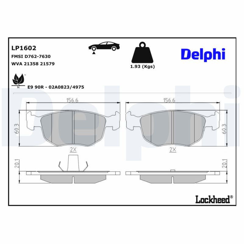 DELPHI Bremseklodser lp1602 for FORD