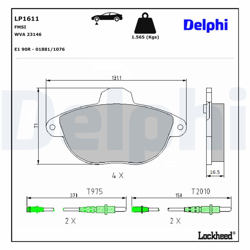 DELPHI Bremseklodser lp1611 for CITROËN