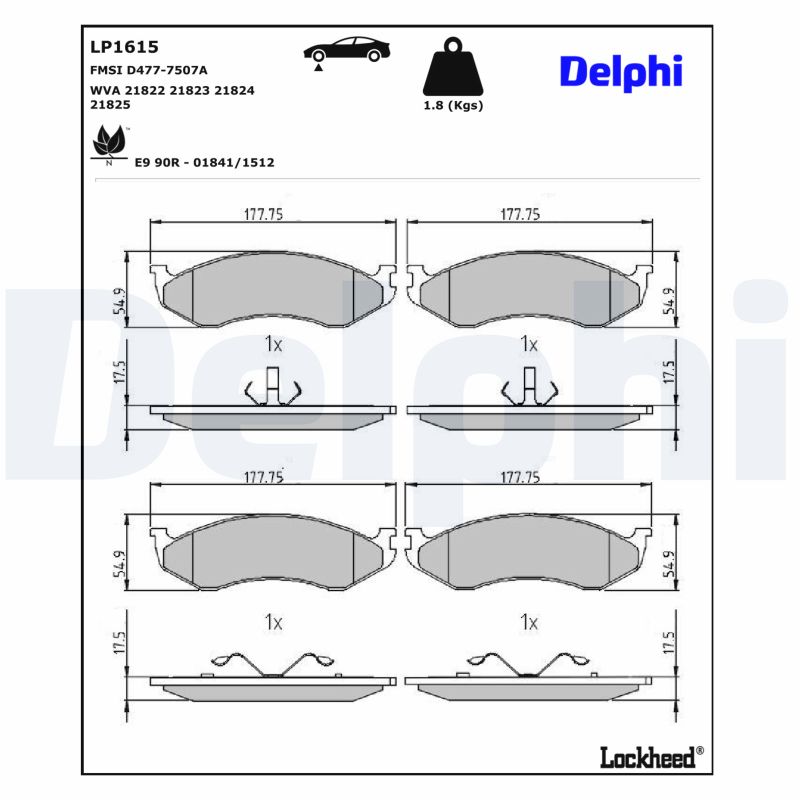 DELPHI Bremseklodser lp1615 for JEEP KIA