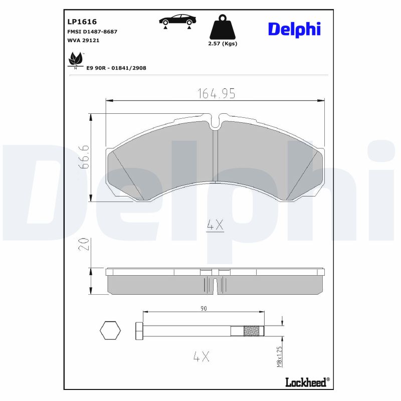 DELPHI Bremseklodser lp1616 for IVECO RENAULT TRUCKS