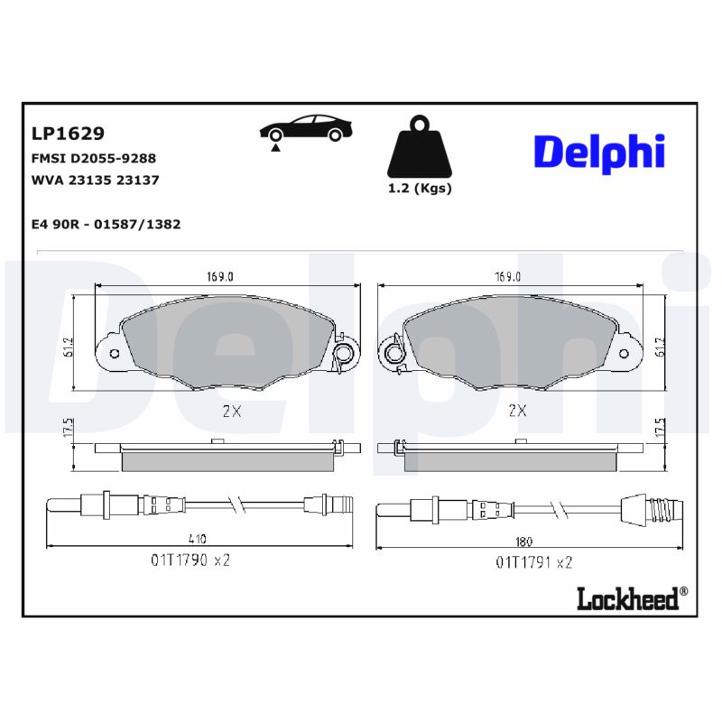 DELPHI Bremseklodser lp1629 for CITROËN