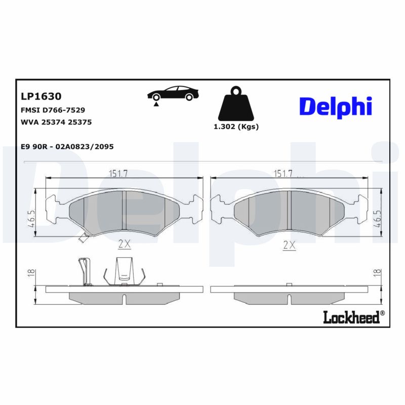 DELPHI Bremseklodser lp1630 for CHEVROLET KIA