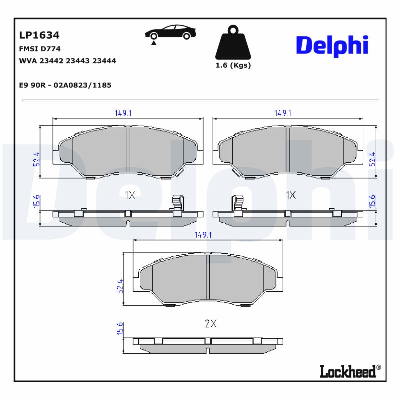 DELPHI Bremseklodser lp1634 for KIA