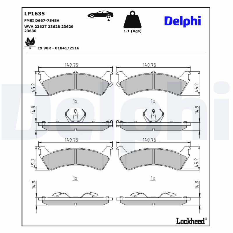 DELPHI Bremseklodser lp1635 for FORD FORD USA JEEP