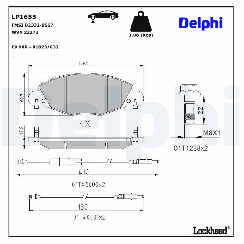 DELPHI Bremseklodser lp1655 for CITROËN