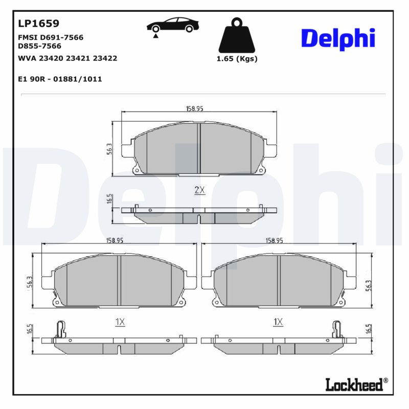 DELPHI Bremseklodser lp1659 for INFINITI NISSAN