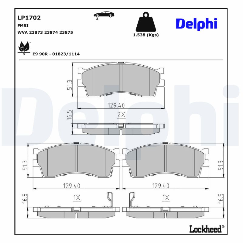 DELPHI Bremseklodser lp1702 for KIA