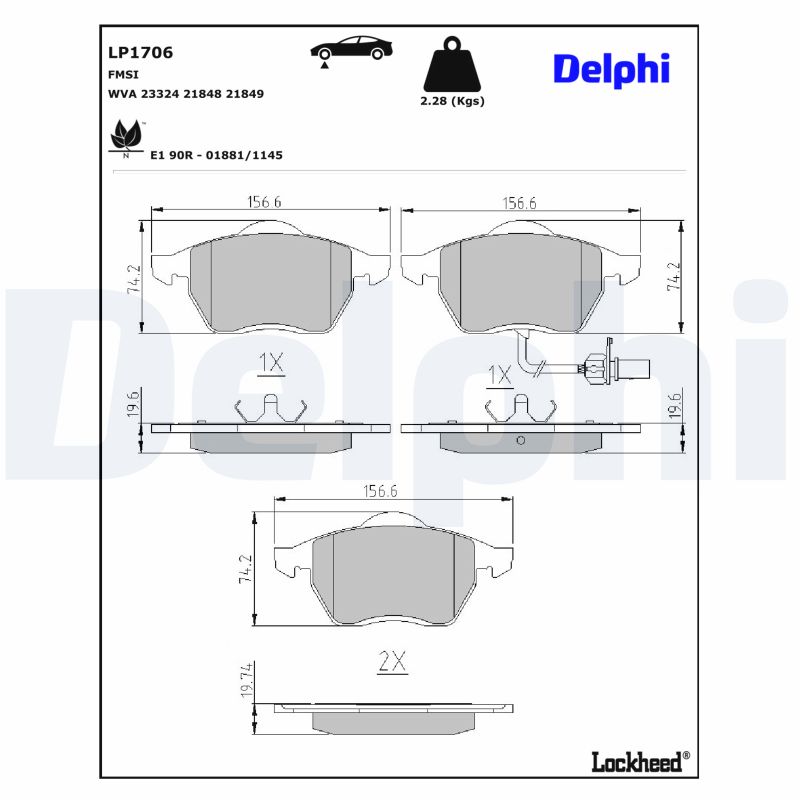 DELPHI Bremseklodser lp1706 for FORD VW