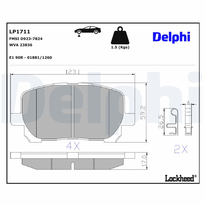 DELPHI Bremseklodser lp1711 for TOYOTA
