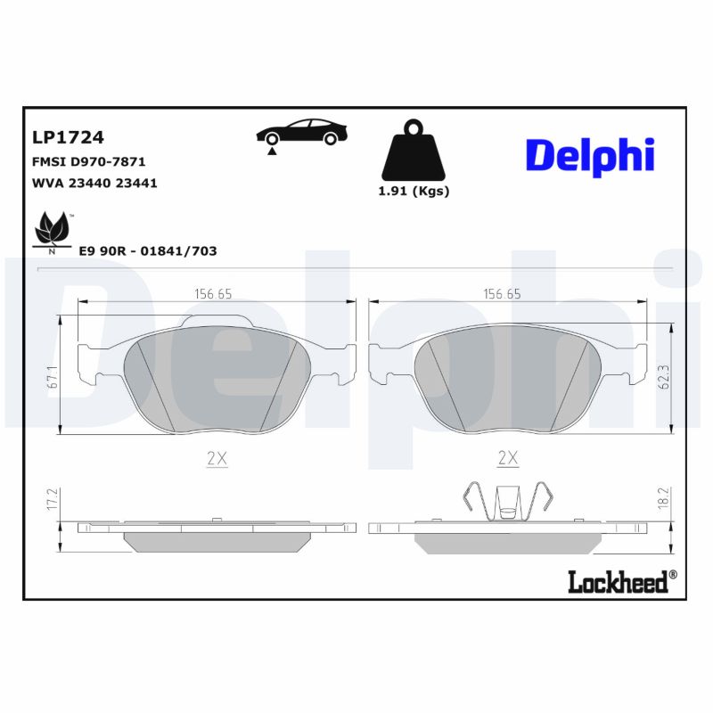 DELPHI Bremseklodser lp1724 for FORD