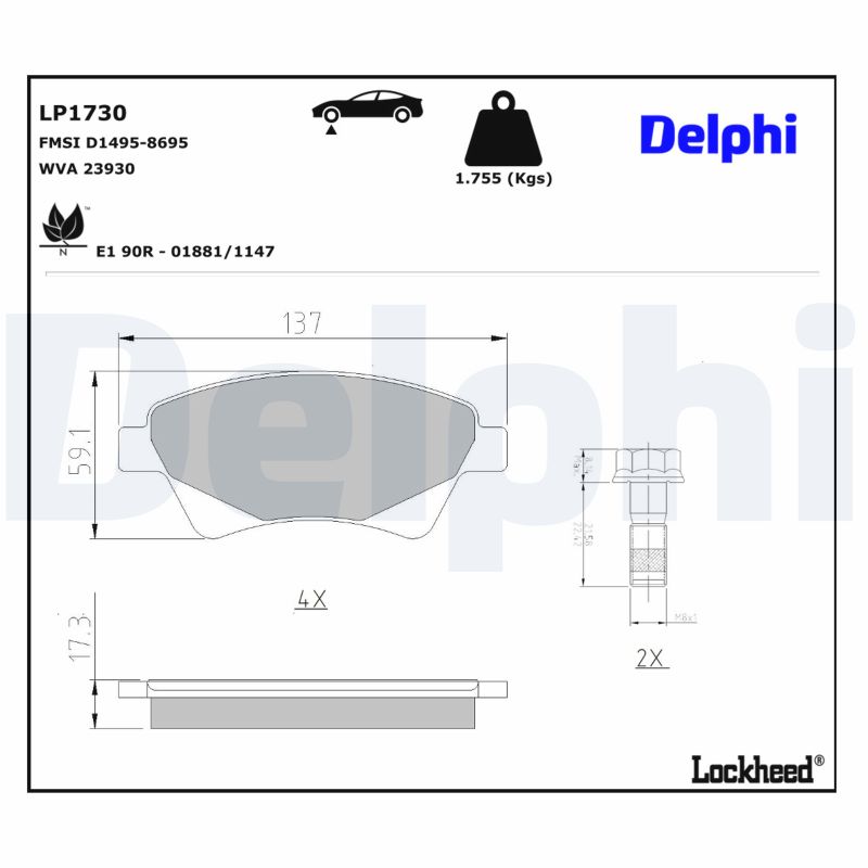 DELPHI Bremseklodser lp1730 for RENAULT