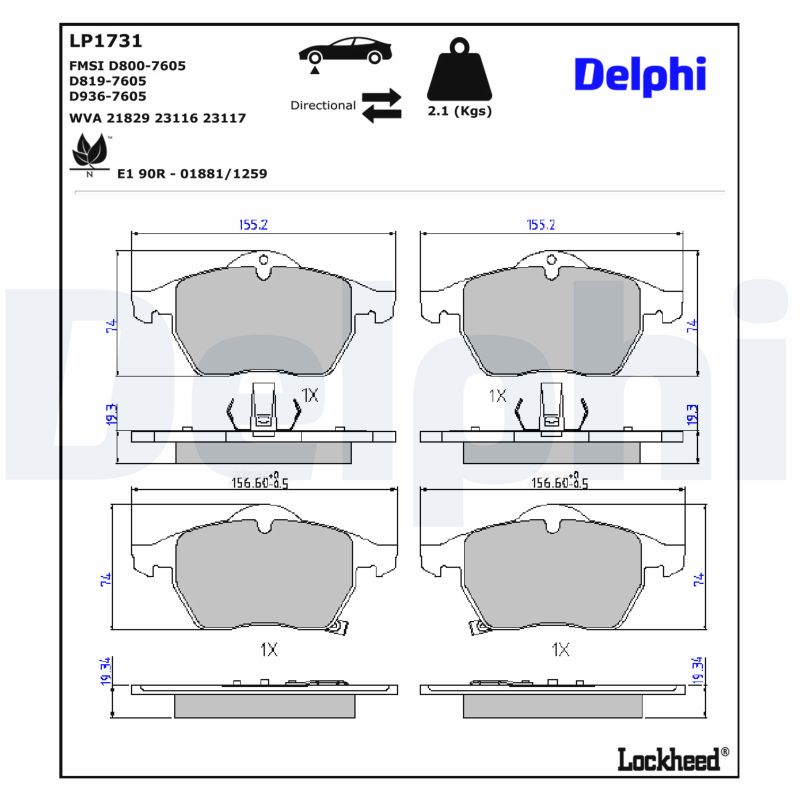 DELPHI Bremseklodser lp1731 for OPEL SAAB VAUXHALL