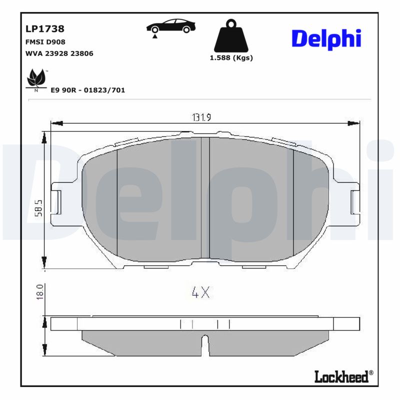 DELPHI Bremseklodser lp1738 for TOYOTA LEXUS