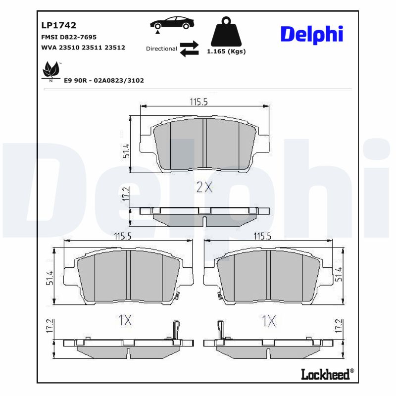 DELPHI Bremseklodser lp1742 for BYD TOYOTA