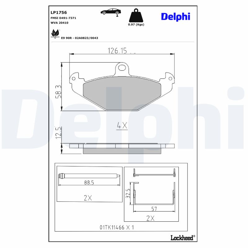 DELPHI Bremseklodser lp1756 for VAUXHALL OPEL TESLA LOTUS