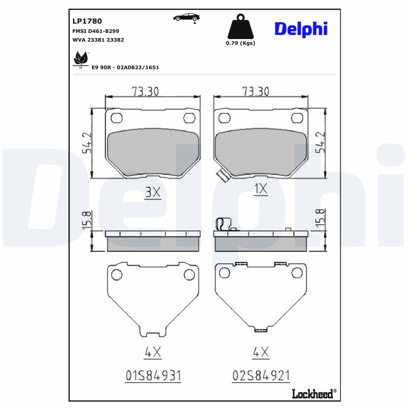 DELPHI Bremseklodser lp1780 for SUBARU