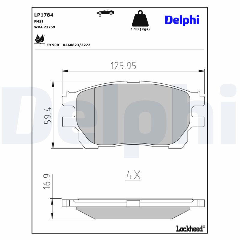 DELPHI Bremseklodser lp1784 for TOYOTA