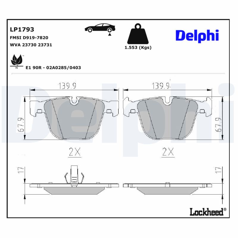 DELPHI Bremseklodser lp1793 for BMW ROLLS-ROYCE BENTLEY