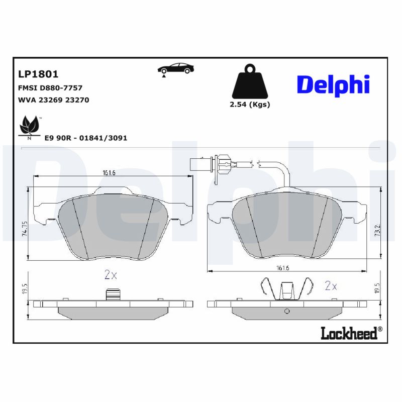 DELPHI Bremseklodser lp1801 for FORD SEAT VW