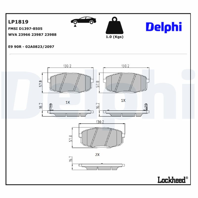 DELPHI Bremseklodser lp1819 for HYUNDAI KIA HYUNDAI (BEIJING) KIA (DYK)