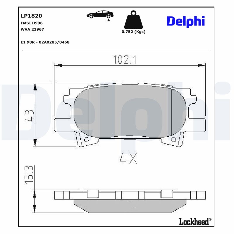 DELPHI Bremseklodser lp1820 for LEXUS