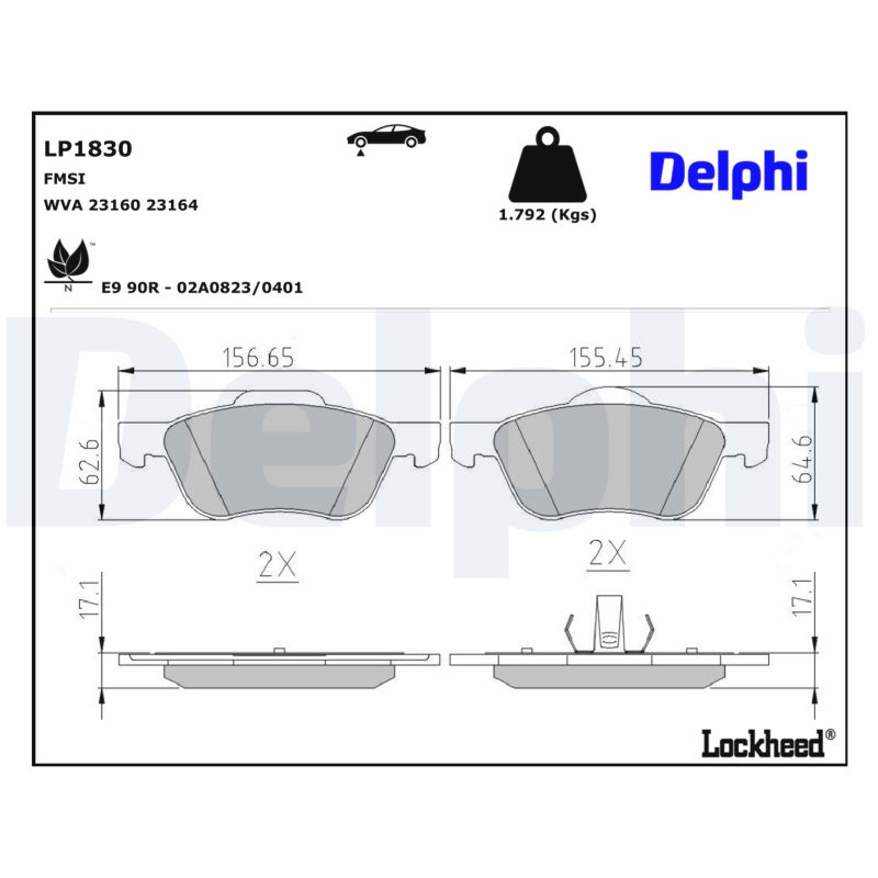 DELPHI Bremseklodser lp1830 for NISSAN