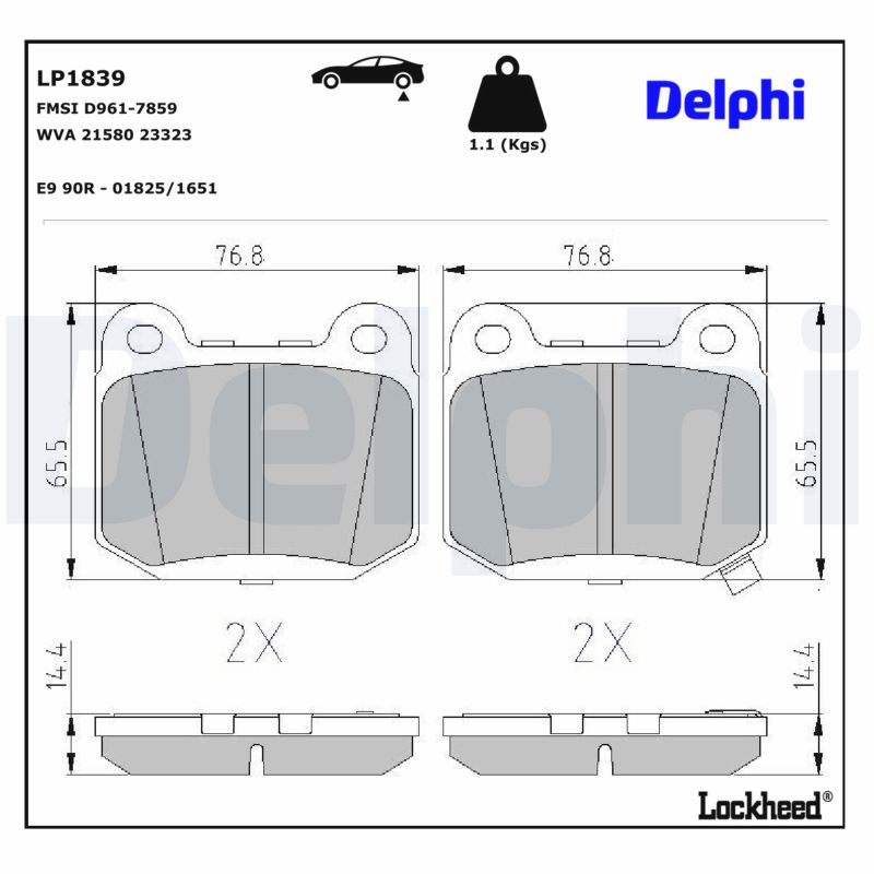 DELPHI Bremseklodser lp1839 for MITSUBISHI NISSAN INFINITI SUBARU