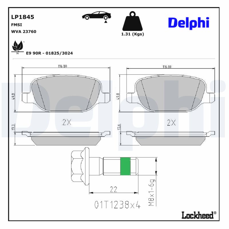 DELPHI Bremseklodser lp1845 for LANCIA ALFA ROMEO FIAT
