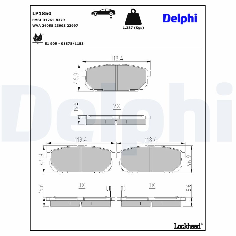 DELPHI Bremseklodser lp1850 for KIA