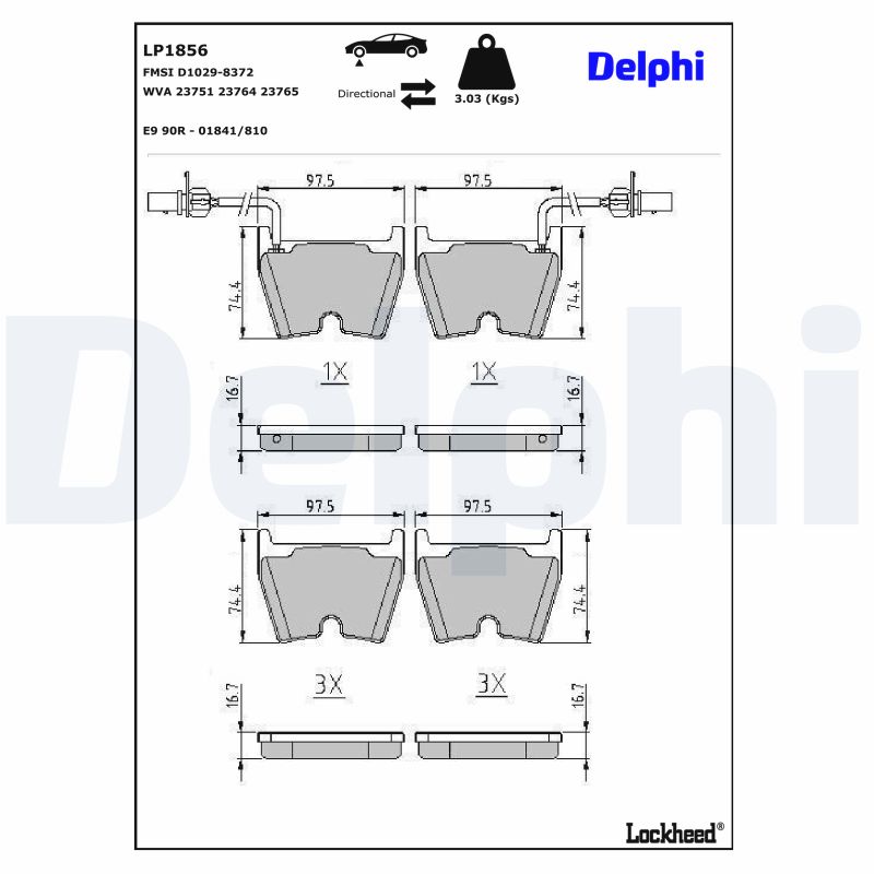 DELPHI Bremseklodser lp1856 for VW
