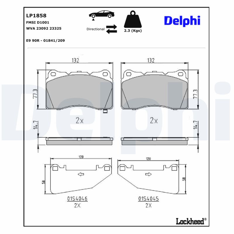 DELPHI Bremseklodser lp1858 for OPEL VAUXHALL MITSUBISHI SUBARU