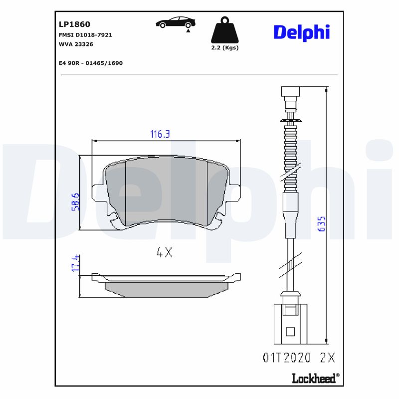 DELPHI Bremseklodser lp1860 for VW