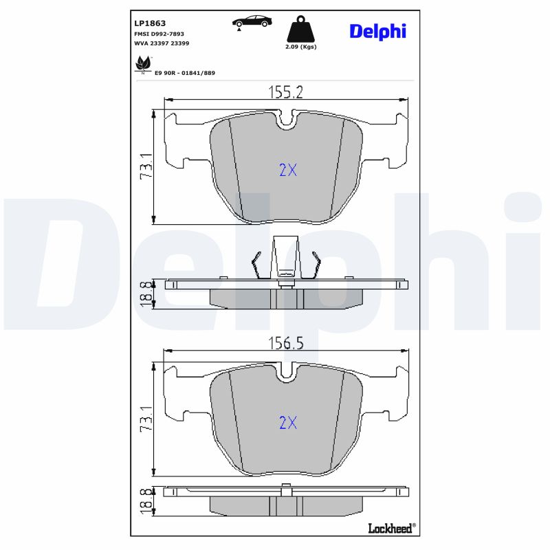 DELPHI Bremseklodser lp1863 for LAND ROVER