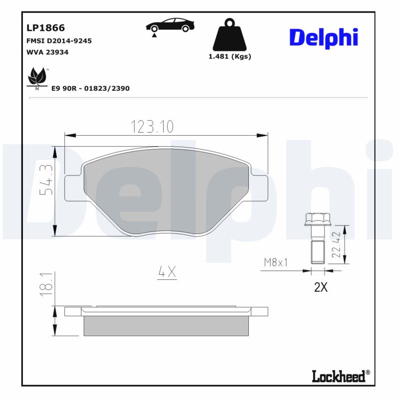 DELPHI Bremseklodser lp1866 for RENAULT