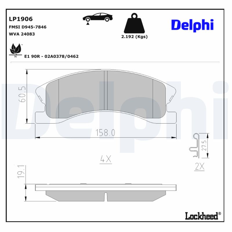 DELPHI Bremseklodser lp1906 for JEEP