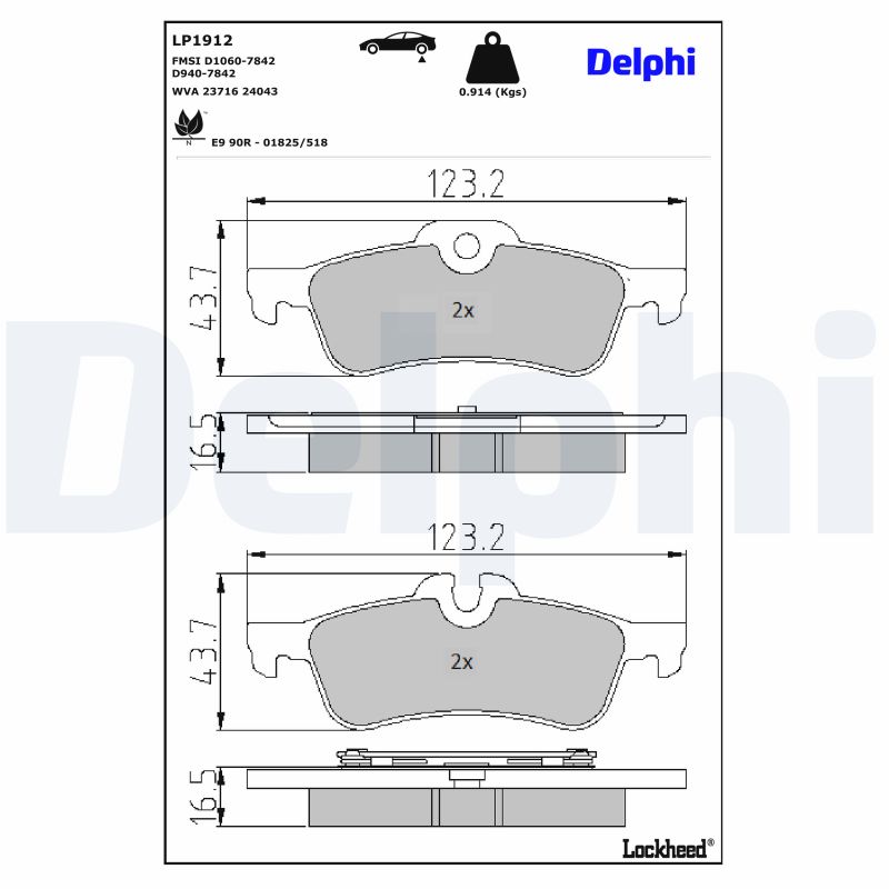 DELPHI Bremseklodser lp1912 for MINI BMW