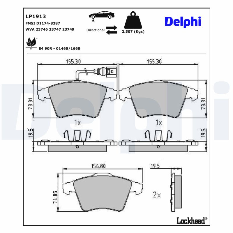 DELPHI Bremseklodser lp1913 for VW