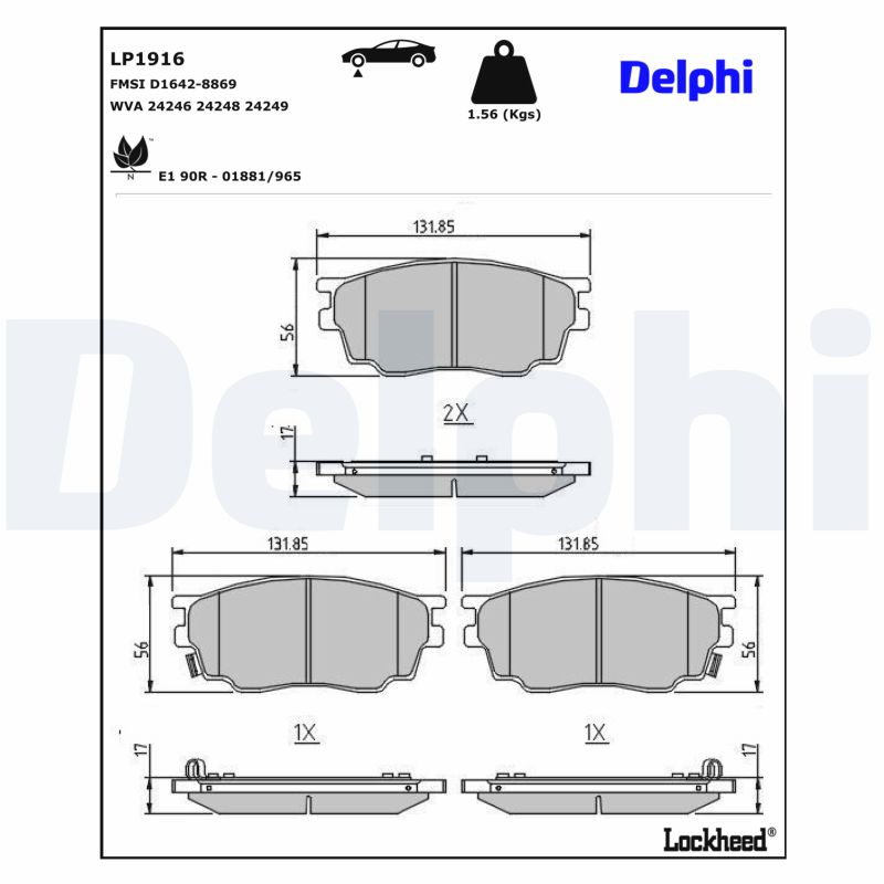 DELPHI Bremseklodser lp1916 for MAZDA