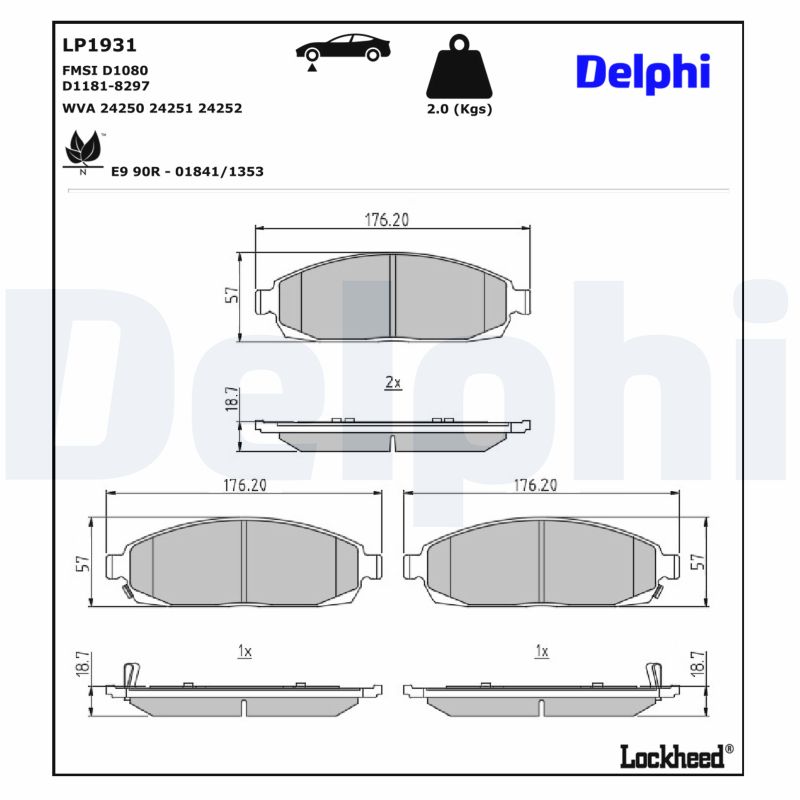 DELPHI Bremseklodser lp1931 for JEEP